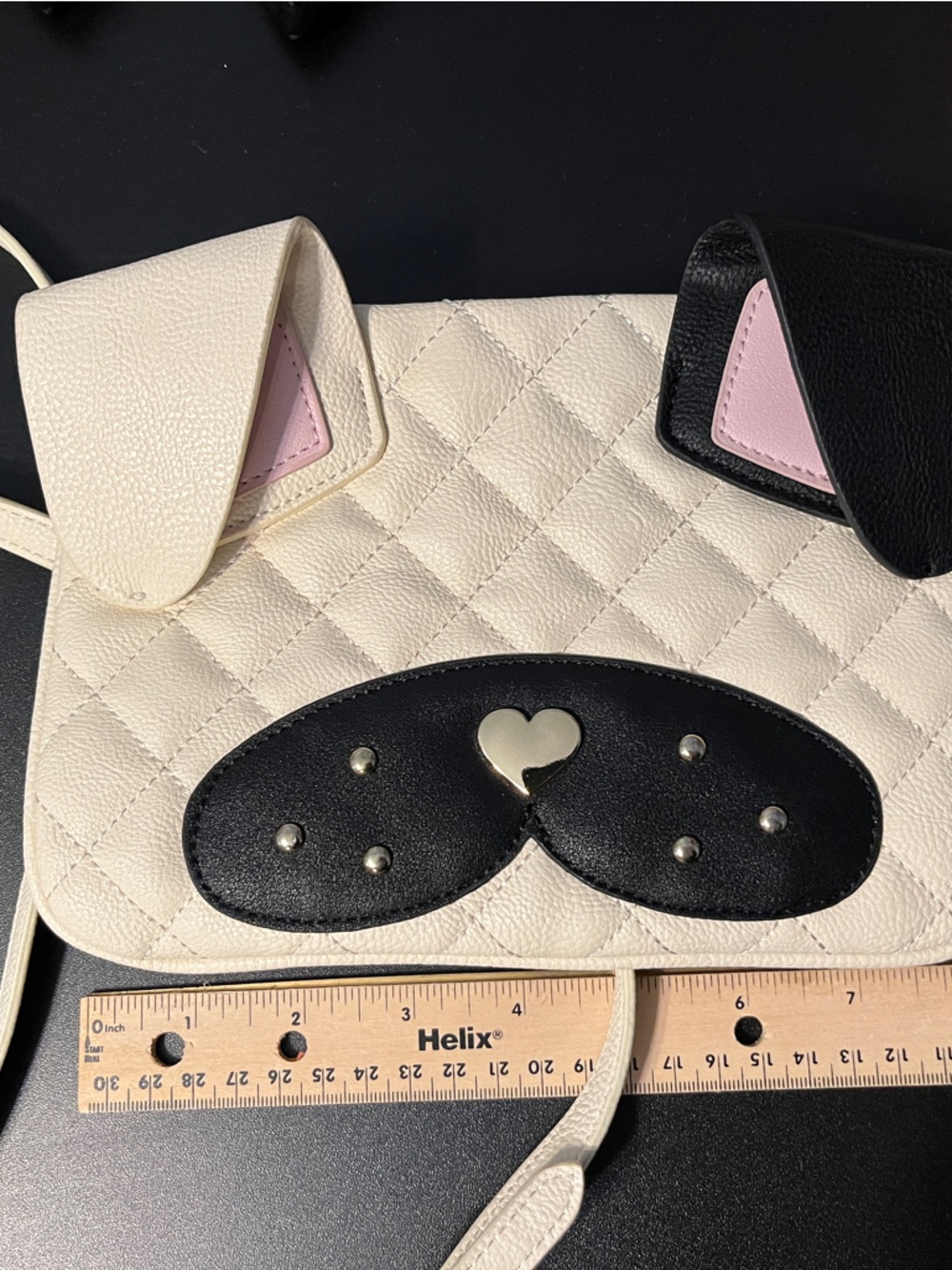 Betsey Johnson Cream dog Quilted Crossbody with card holder